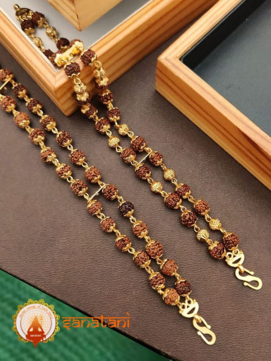 Original Rudraksha Mala Golden Plate - 108 beads (Lab Tested and Government Certified)