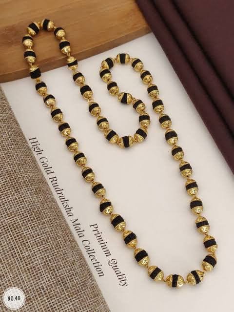 Original Rudraksha Mala Golden Plate - 108 beads (Lab Tested and Government Certified)